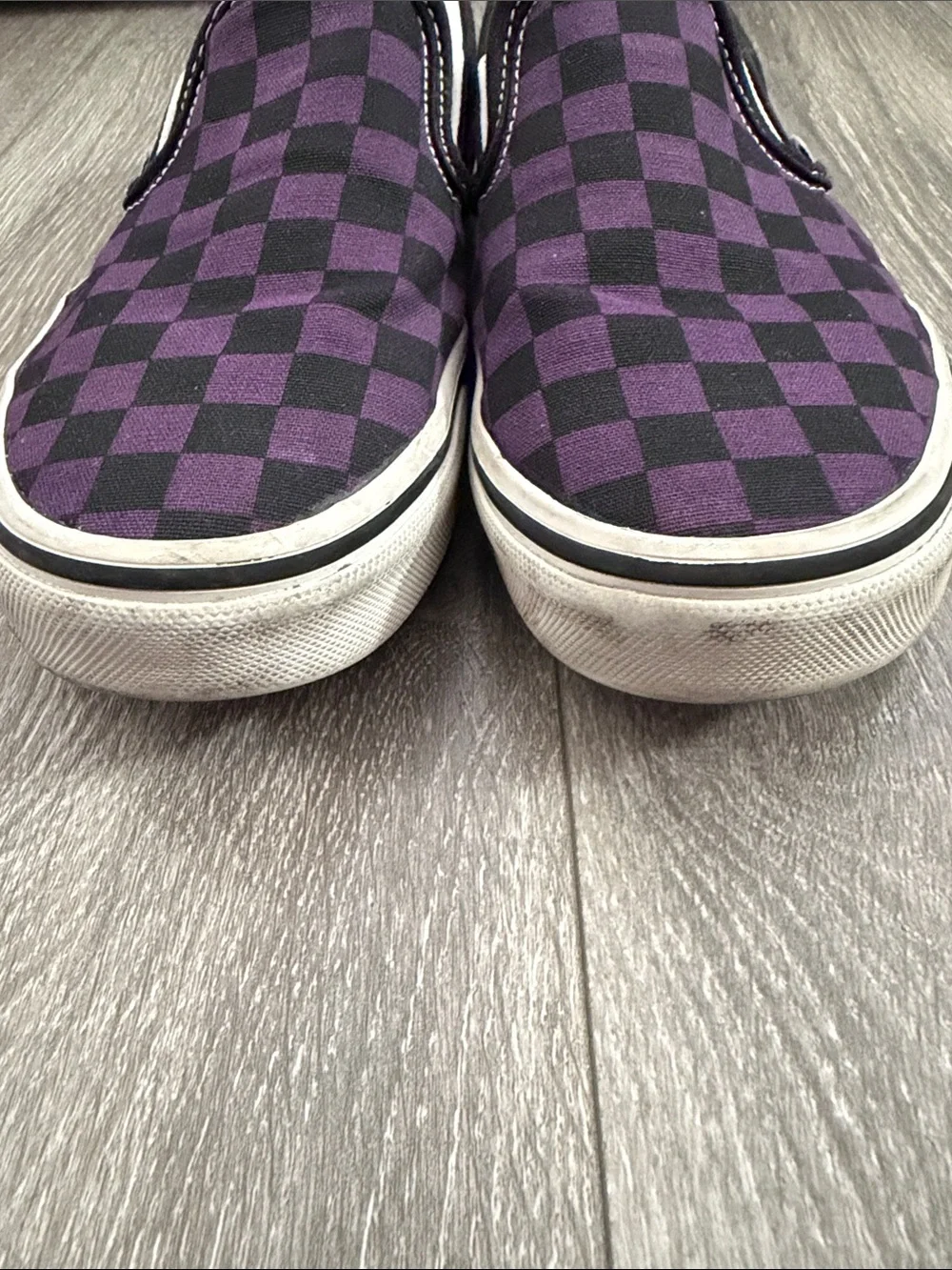 Vans Purple Black Check Classic Slip Ons Women’s 7.5 - Picture 4 of 9